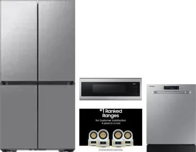 4 Piece Package Includes Refrigerator, Range, Microwave And Dishwasher