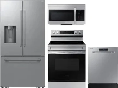 4 Piece Package Includes Refrigerator, Range, Microwave And Dishwasher