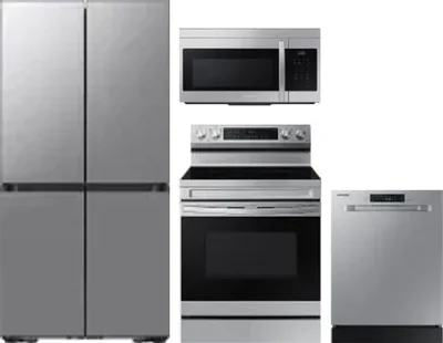 4 Piece Package Includes Refrigerator, Range, Microwave And Dishwasher