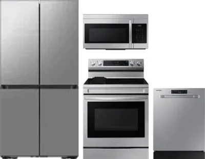 4 Piece Package Includes Refrigerator, Range, Microwave And Dishwasher