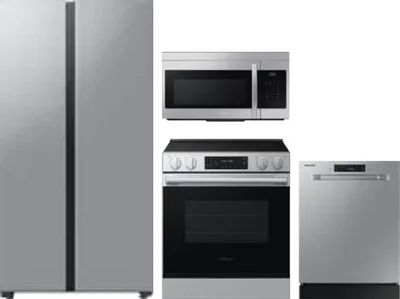4 Piece Package Includes Refrigerator, Range, Microwave And Dishwasher