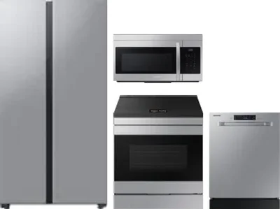 4 Piece Package Includes Refrigerator, Range, Microwave And Dishwasher