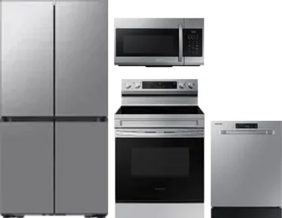 4 Piece Package Includes Refrigerator, Range, Microwave And Dishwasher