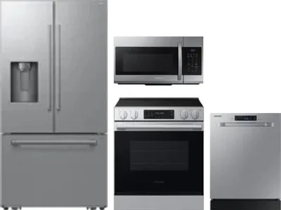 4 Piece Package Includes Refrigerator, Range, Microwave And Dishwasher
