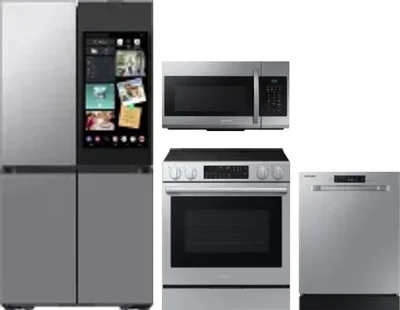 4 Piece Package Includes Refrigerator, Range, Microwave And Dishwasher
