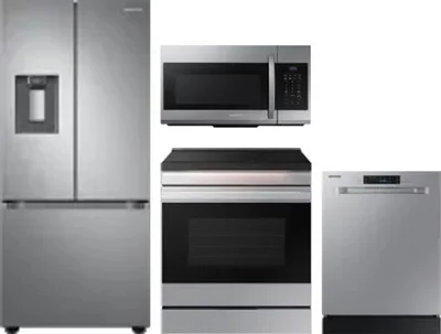 4 Piece Package Includes Refrigerator, Range, Microwave And Dishwasher