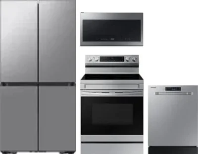 4 Piece Package Includes Refrigerator, Range, Microwave And Dishwasher