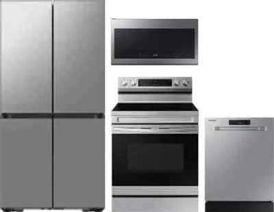 4 Piece Package Includes Refrigerator, Range, Microwave And Dishwasher