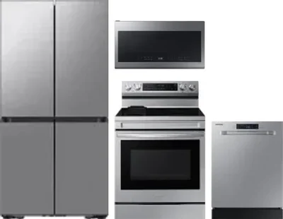 4 Piece Package Includes Refrigerator, Range, Microwave And Dishwasher