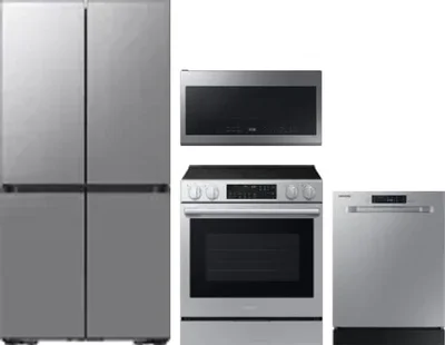 4 Piece Package Includes Refrigerator, Range, Microwave And Dishwasher
