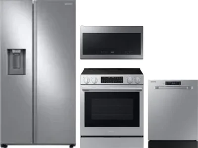 4 Piece Package Includes Refrigerator, Range, Microwave And Dishwasher