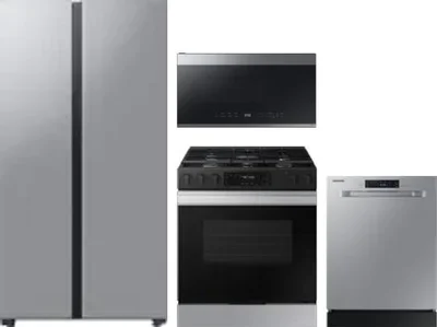 4 Piece Package Includes Refrigerator, Range, Microwave And Dishwasher