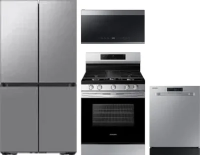 4 Piece Package Includes Refrigerator, Range, Microwave And Dishwasher