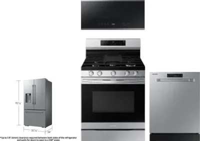 4 Piece Package Includes Refrigerator, Range, Microwave And Dishwasher