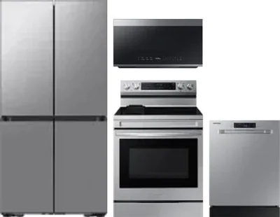4 Piece Package Includes Refrigerator, Range, Microwave And Dishwasher