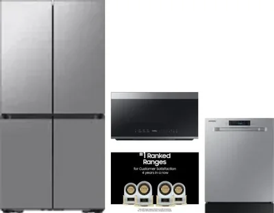 4 Piece Package Includes Refrigerator, Range, Microwave And Dishwasher