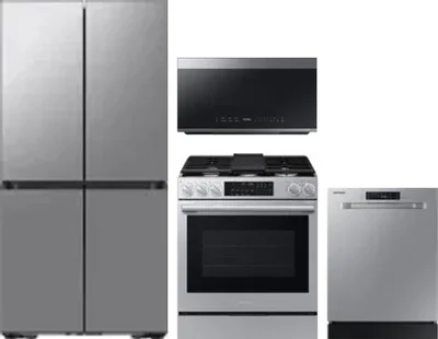 4 Piece Package Includes Refrigerator, Range, Microwave And Dishwasher