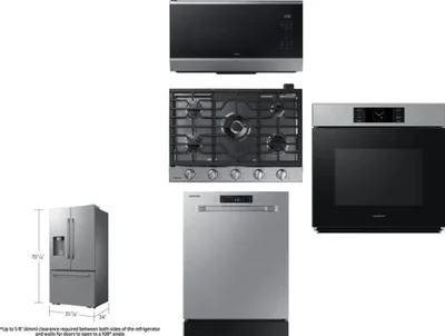 5 Piece Package Includes Refrigerator, Cooktop, Wall Oven, Microwave And Dishwasher