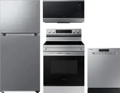 4 Piece Package Includes Refrigerator, Range, Microwave And Dishwasher