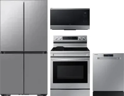 4 Piece Package Includes Refrigerator, Range, Microwave And Dishwasher