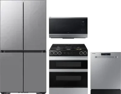 4 Piece Package Includes Refrigerator, Range, Microwave And Dishwasher