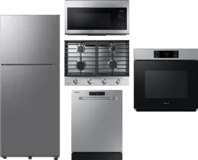 5 Piece Package Includes Refrigerator, Cooktop, Wall Oven, Microwave And Dishwasher