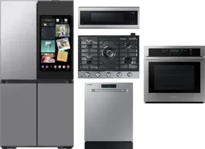 5 Piece Package Includes Refrigerator, Cooktop, Wall Oven, Microwave And Dishwasher