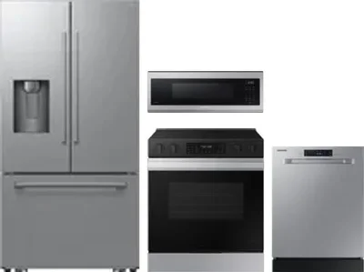 4 Piece Package Includes Refrigerator, Range, Microwave And Dishwasher