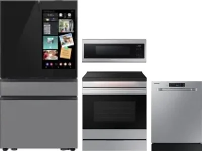 4 Piece Package Includes Refrigerator, Range, Microwave And Dishwasher