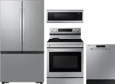 4 Piece Package Includes Refrigerator, Range, Microwave And Dishwasher