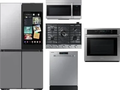 5 Piece Package Includes Refrigerator, Cooktop, Wall Oven, Microwave And Dishwasher