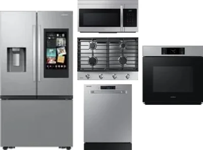 5 Piece Package Includes Refrigerator, Cooktop, Wall Oven, Microwave And Dishwasher
