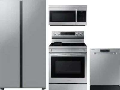4 Piece Package Includes Refrigerator, Range, Microwave And Dishwasher