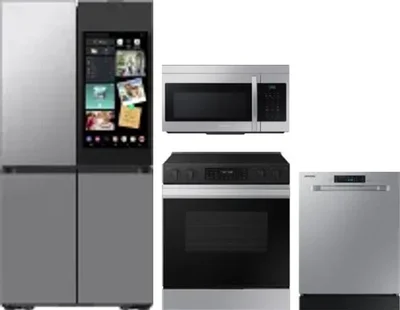 4 Piece Package Includes Refrigerator, Range, Microwave And Dishwasher