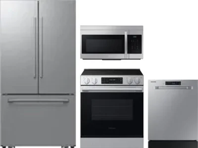 4 Piece Package Includes Refrigerator, Range, Microwave And Dishwasher