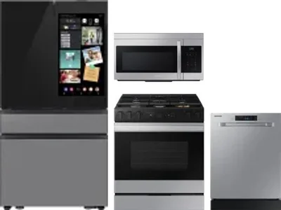 4 Piece Package Includes Refrigerator, Range, Microwave And Dishwasher