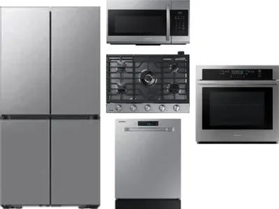 5 Piece Package Includes Refrigerator, Cooktop, Wall Oven, Microwave And Dishwasher