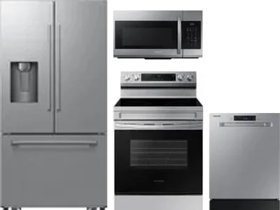 4 Piece Package Includes Refrigerator, Range, Microwave And Dishwasher