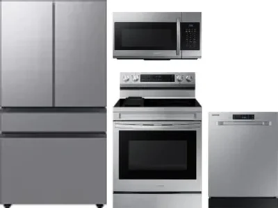 4 Piece Package Includes Refrigerator, Range, Microwave And Dishwasher