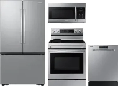 4 Piece Package Includes Refrigerator, Range, Microwave And Dishwasher