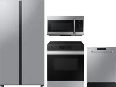 4 Piece Package Includes Refrigerator, Range, Microwave And Dishwasher