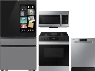 4 Piece Package Includes Refrigerator, Range, Microwave And Dishwasher
