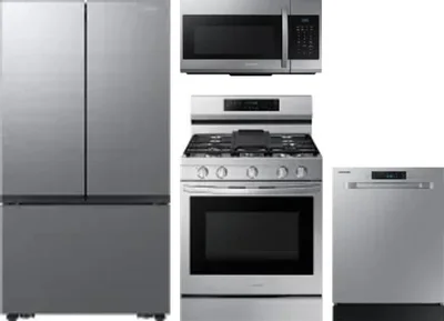 4 Piece Package Includes Refrigerator, Range, Microwave And Dishwasher