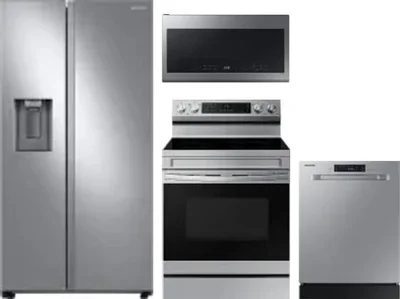4 Piece Package Includes Refrigerator, Range, Microwave And Dishwasher