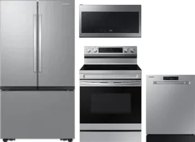 4 Piece Package Includes Refrigerator, Range, Microwave And Dishwasher