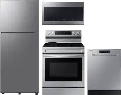 4 Piece Package Includes Refrigerator, Range, Microwave And Dishwasher