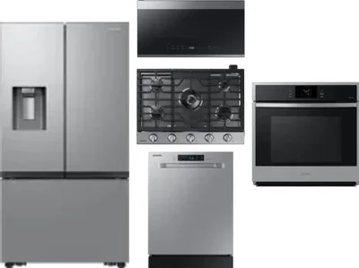 5 Piece Package Includes Refrigerator, Cooktop, Wall Oven, Microwave And Dishwasher