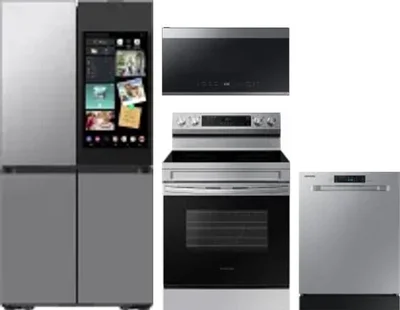 4 Piece Package Includes Refrigerator, Range, Microwave And Dishwasher