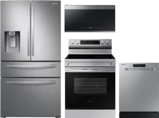 4 Piece Package Includes Refrigerator, Range, Microwave And Dishwasher