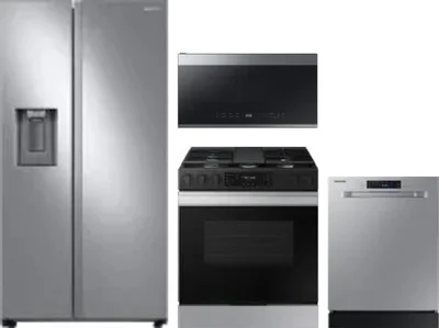 4 Piece Package Includes Refrigerator, Range, Microwave And Dishwasher